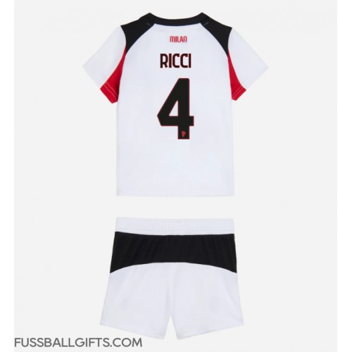 AC Milan Samuele Ricci #4 Fußballbekleidung Auswärtstrikot Kinder 2025-26 Kurzarm (+ kurze hosen)